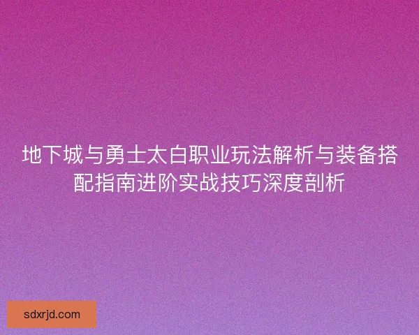 地下城与勇士太白职业玩法解析与装备搭配指南进阶实战技巧深度剖析